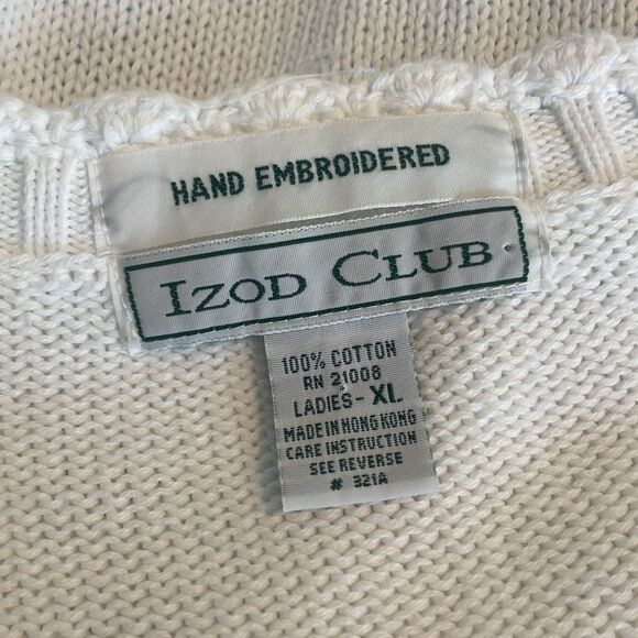 Hand Embroidered Vintage Izod Club 100% Cotton Knit Sweater,‎ Woman’s Size XL - Picture 3 of 3
